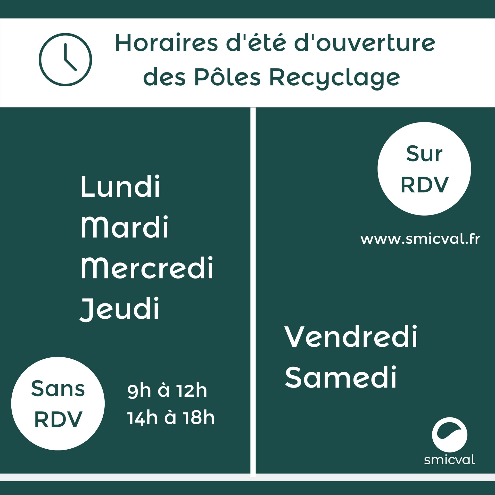 horaires pôles recyclage